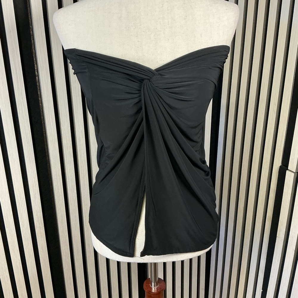 PrettyLittleThing Black Strapless Ruched Top, Sz 12